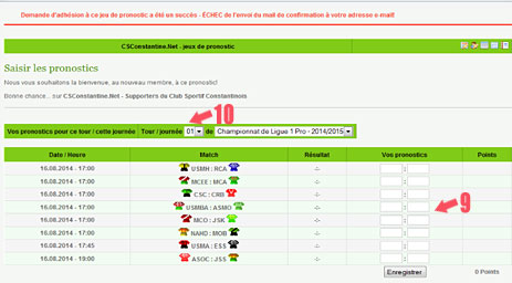 Pronostics CSC